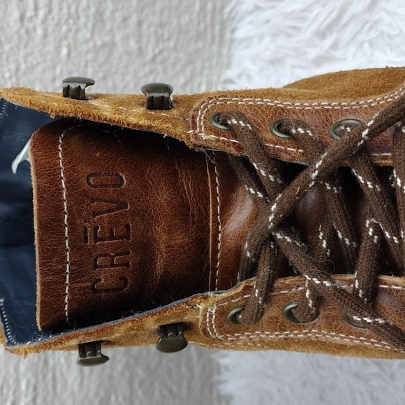 CREVO Drayton Chestnut Suede Leather Round Toe Hook Eyelet Lace Up Ankle Boot - Picture 13 of 16